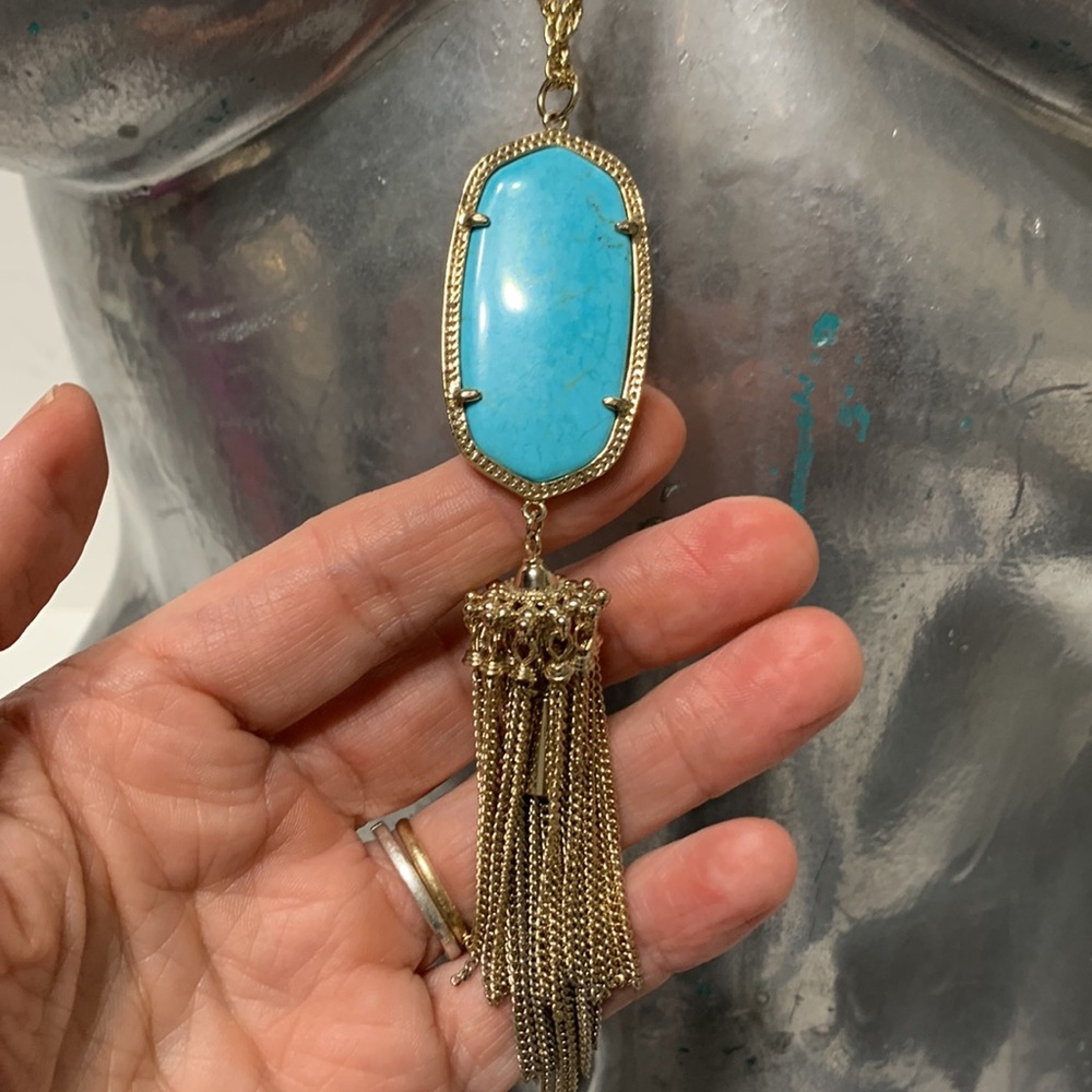 Kendra Scott turquoise blue gold chain